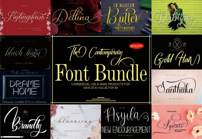 The Contemporary Font Bundle - 10 Modern Script Fonts - Artixty