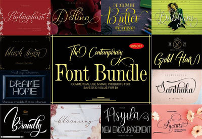 The Contemporary Font Bundle - 10 Modern Script Fonts - Artixty