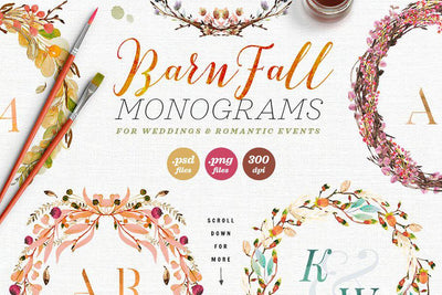The Watercolor Monogram Illustration Bundle - Artixty