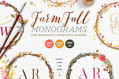 The Watercolor Monogram Illustration Bundle - Artixty