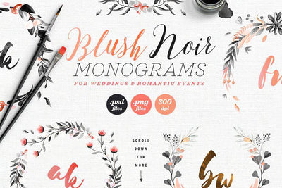 The Watercolor Monogram Illustration Bundle - Artixty