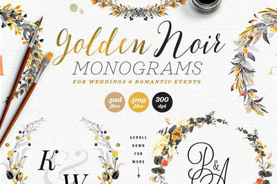 The Watercolor Monogram Illustration Bundle - Artixty