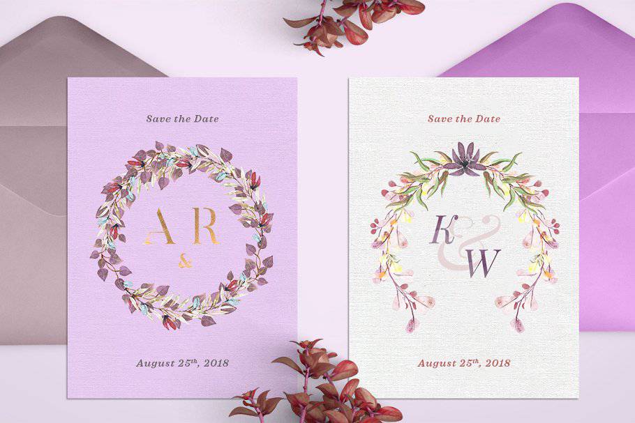 The Watercolor Monogram Illustration Bundle - Artixty
