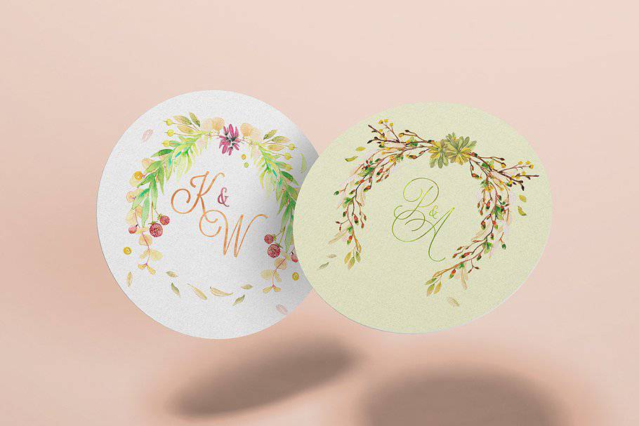 The Watercolor Monogram Illustration Bundle - Artixty