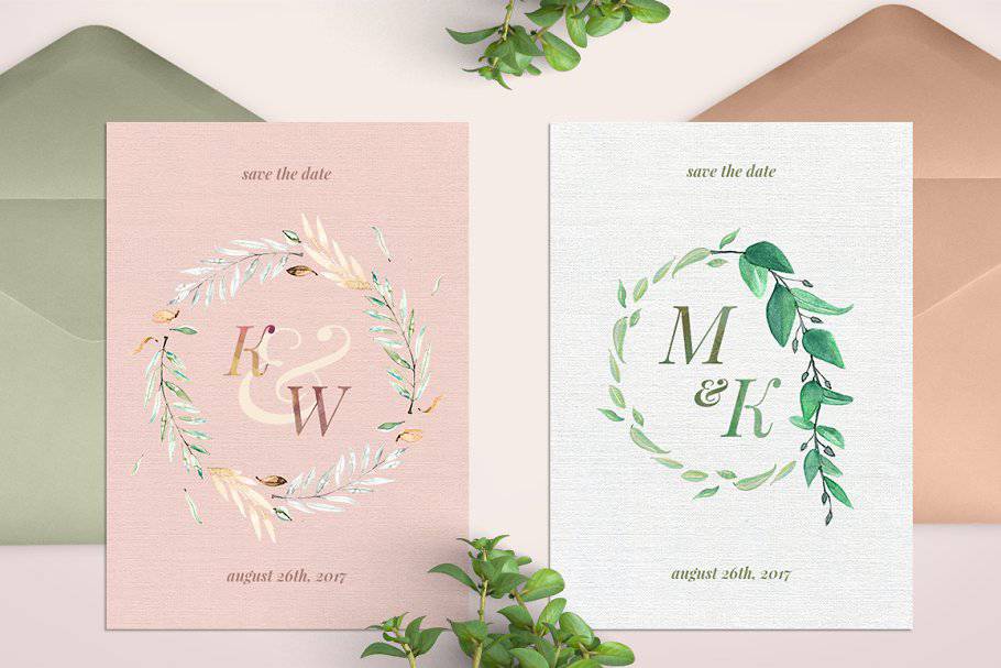 The Watercolor Monogram Illustration Bundle - Artixty