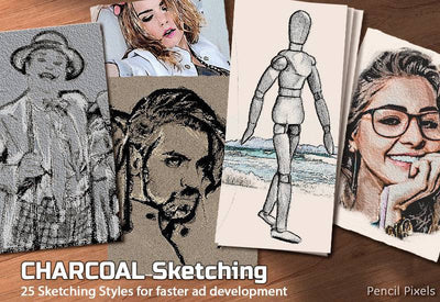 25 Realistic Charcoal Drawing & Sketching Effects - Artixty