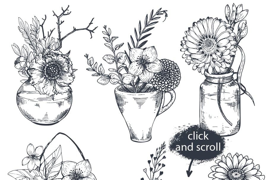 The Large Vector Flowers Bundle - 400+ Design Elements - Artixty