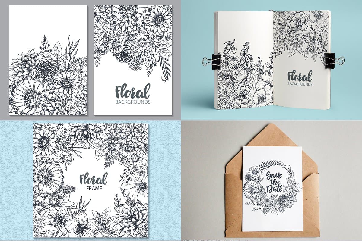 The Large Vector Flowers Bundle - 400+ Design Elements - Artixty