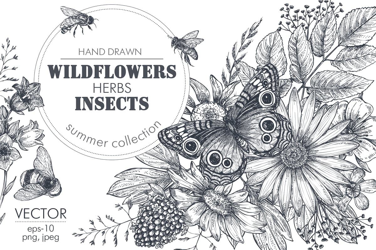 The Large Vector Flowers Bundle - 400+ Design Elements - Artixty