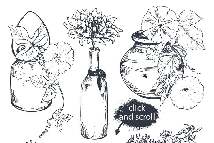 The Large Vector Flowers Bundle - 400+ Design Elements - Artixty