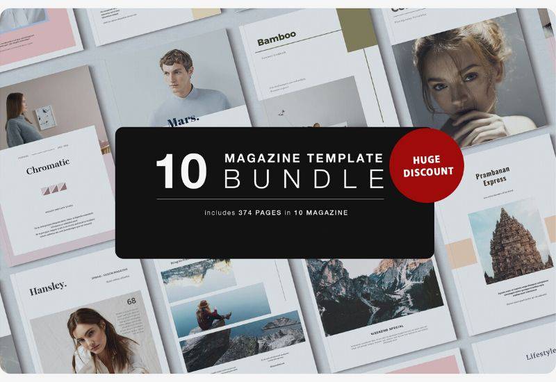 10 Fashionable Magazine Templates Bundle - Artixty
