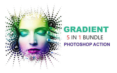 5 In 1 Gradient Photoshop Actions Bundle - Artixty