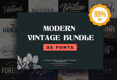 Modern Vintage Fonts Bundle - 32 Display Fonts - Artixty
