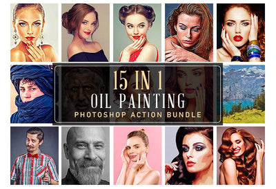 15-In-1 Oil Painting Photoshop Actions Bundle - Artixty