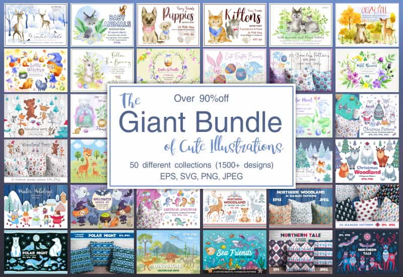 The Giant Bundle Of 1500+ Cute Illustrations - Artixty