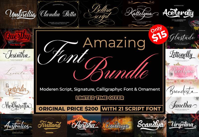 The Amazing Font Bundle - 21 Script Fonts - Artixty