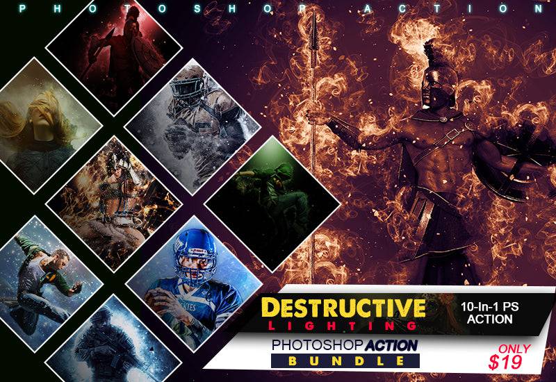 10-In-1 Destructive Lighting Photoshop Actions Bundle - Artixty