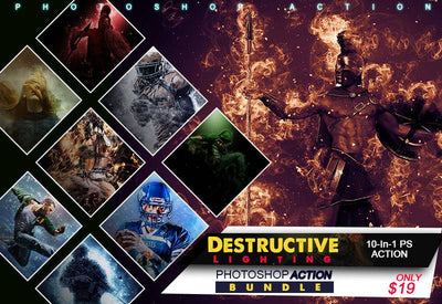 10-In-1 Destructive Lighting Photoshop Actions Bundle - Artixty
