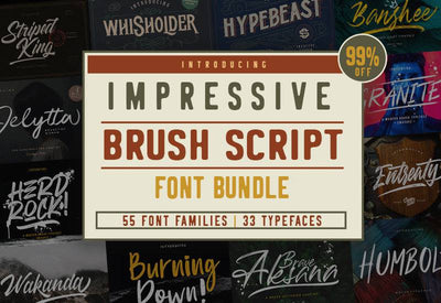 The Impressive Brush Script Font Bundle - 55 Exclusive Fonts - Artixty