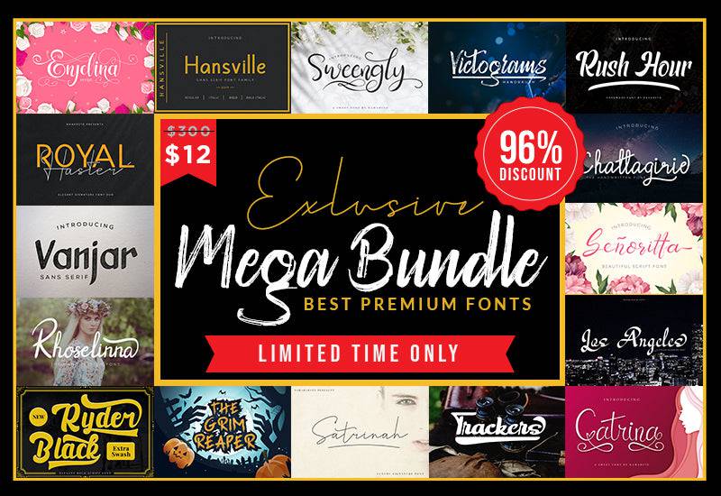The Exclusive Mega Font Bundle - 16 Premium Fonts - Artixty