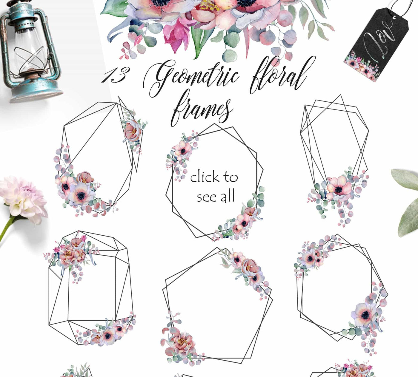 Panthers & Floral Watercolor Illustration Set - Artixty