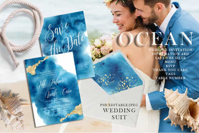 35 In 1 Watercolor Wedding Invitation Giant Bundle - Artixty