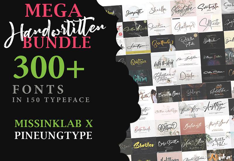 Handwritten Mega Font Bundle - 300+ Amazing Fonts | Artixty