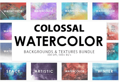 Colossal Watercolor Backgrounds Bundle - 500+ Backgrounds - Artixty