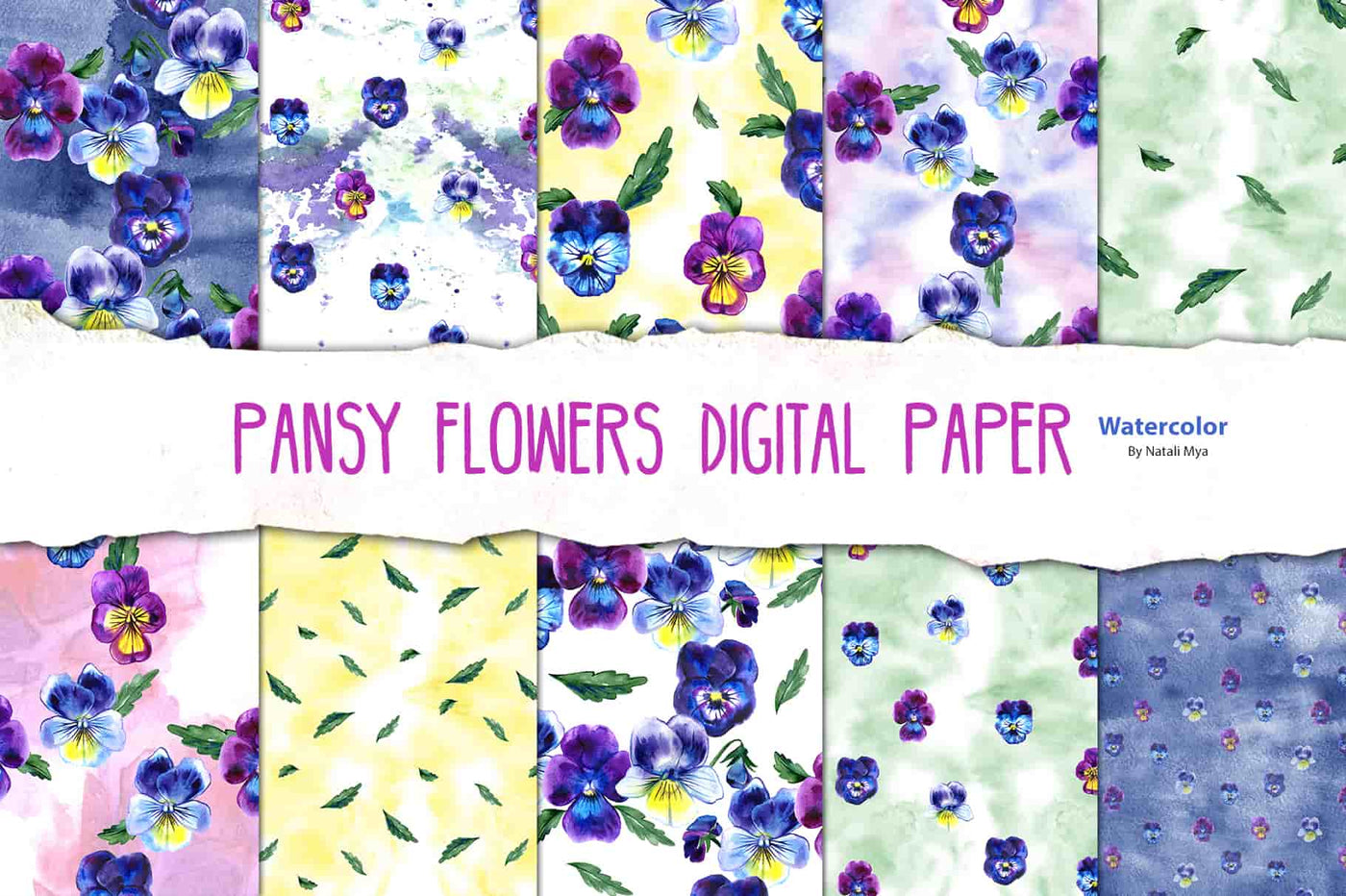 Watercolor Digital Papers and Textures Collection - Artixty