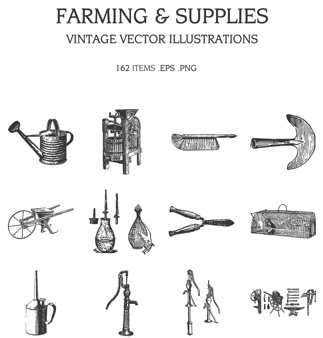 The Vintage Illustrations Bundle - 1391 Design Elements - Artixty