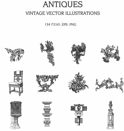 The Vintage Illustrations Bundle - 1391 Design Elements - Artixty