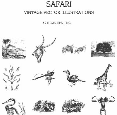 The Vintage Illustrations Bundle - 1391 Design Elements - Artixty