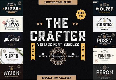 The Crafter Vintage Font Bundle - 35 Amazing Fonts - Artixty
