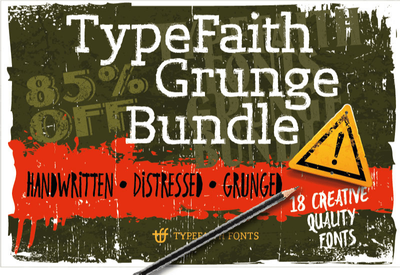 Typefaith Grunge Script Fonts Bundle - 18 Cool Fonts | Artixty