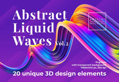 3-In-1 Liquid 3D Illustrations & Elements Bundle - Artixty