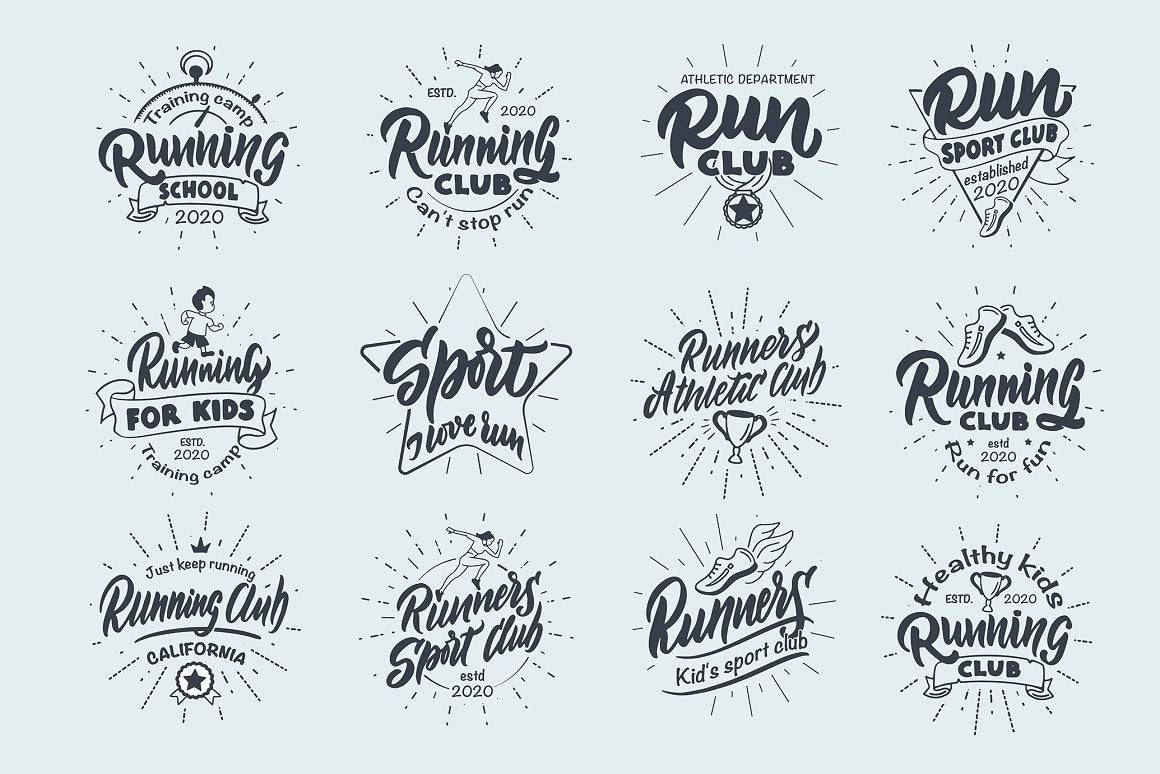 Sport Management Lettering The Trendy Sports Lettering Logos Bundle | Artixty