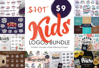 1700+ Fashionable Logos Lettering Bundle For Kids - Artixty