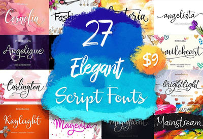 27 Elegant Script Fonts Mega Bundle - Artixty