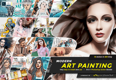 19-In-1 Modern Art Photoshop Actions Bundle - Artixty