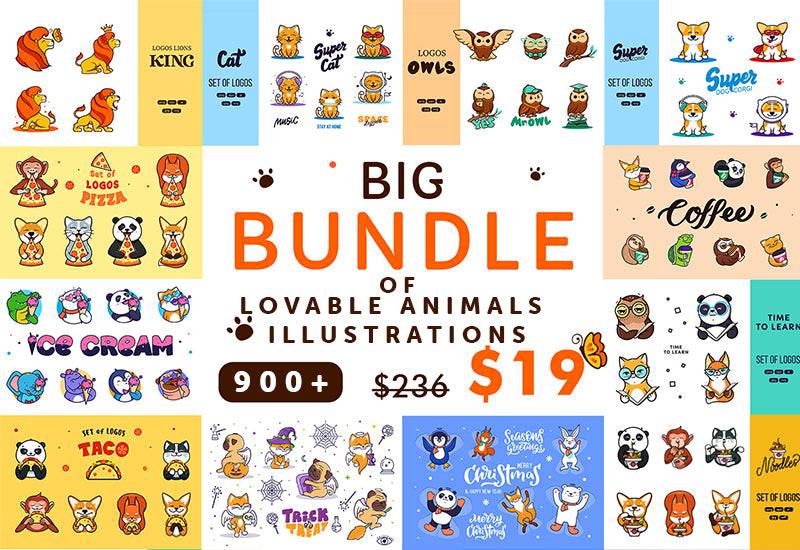 The Big Bundle Of 900+ Lovable Animals Illustrations - Artixty