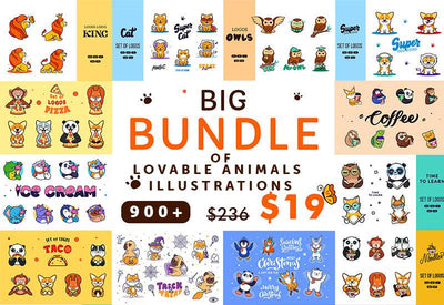 The Big Bundle Of 900+ Lovable Animals Illustrations - Artixty