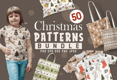 The Cheerful Christmas Seamless Patterns Bundle - Artixty