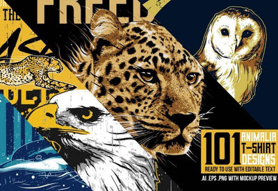 101 Animalia Ready To Use T-Shirt Designs Bundle - Artixty