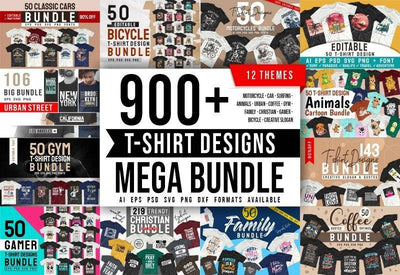 900+ Trendy T-shirt Designs Mega Bundle - Artixty