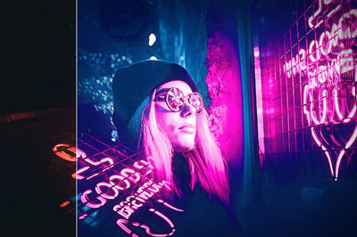 20-In-1 Cyberpunk Neon Lights Photoshop Actions Bundle - Artixty