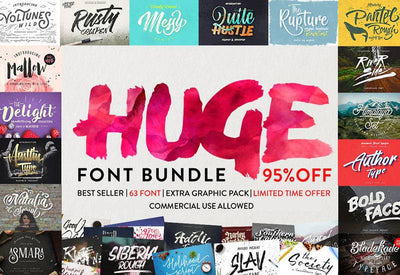 The Mega Font Bundle - 60+ Gorgeous Fonts - Artixty