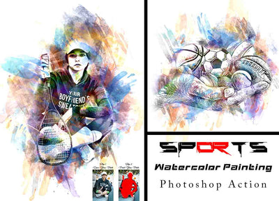 16 Watercolor Painting Photoshop Action Bundle - Artixty