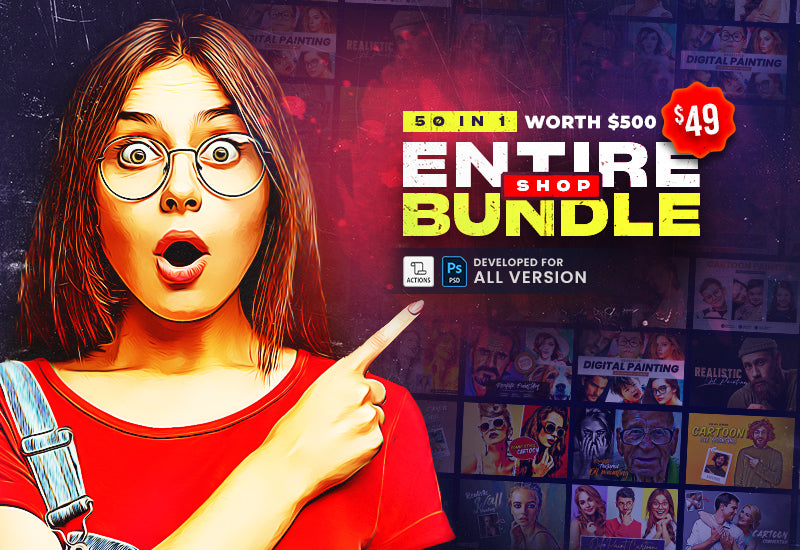 The 50-In-1 Entire Shop Bundle of Oil Paint Effects - Artixty