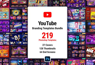 YouTube Branding Templates  Bundle - Artixty