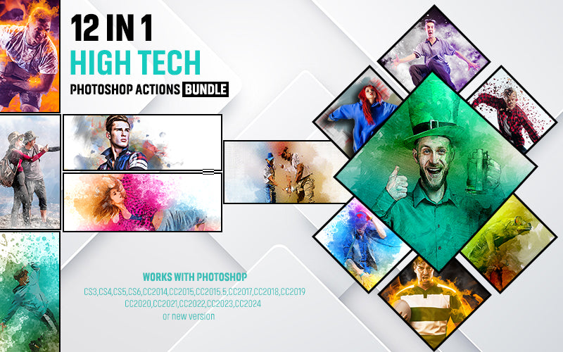 12-in-1 High Tech Photoshop Actions - Artixty